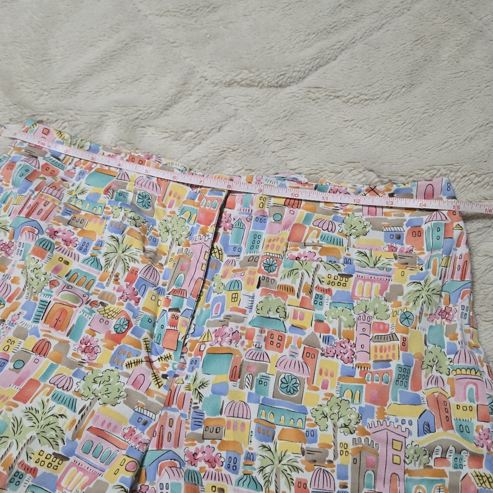 Talbots Italian Coastal Beach Print Crop Ankle Pants Stretch Colorful 10 P - Picture 9 of 16